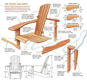 Woodworking chair plans showing project drawings, dimensions, and construction details